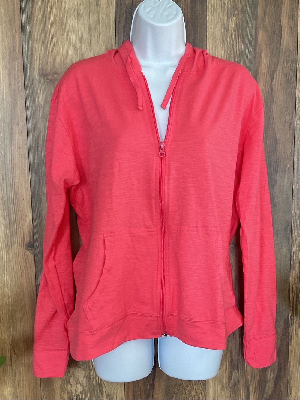 Hanes Coral Lightweight Full Zip Hoodie Jacket L 185J